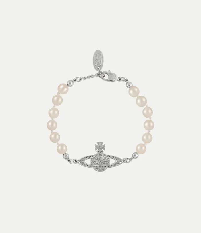 Bracelets Women Vivienne Westwood Mini Bas Relief Pearl Bracelet In PlatinumCrystalCrystalPearlPearl Bracelets Women Vivienne Westwood Mini Bas Relief Pearl Bracelet In PlatinumCrystalCrystalPearlPearl