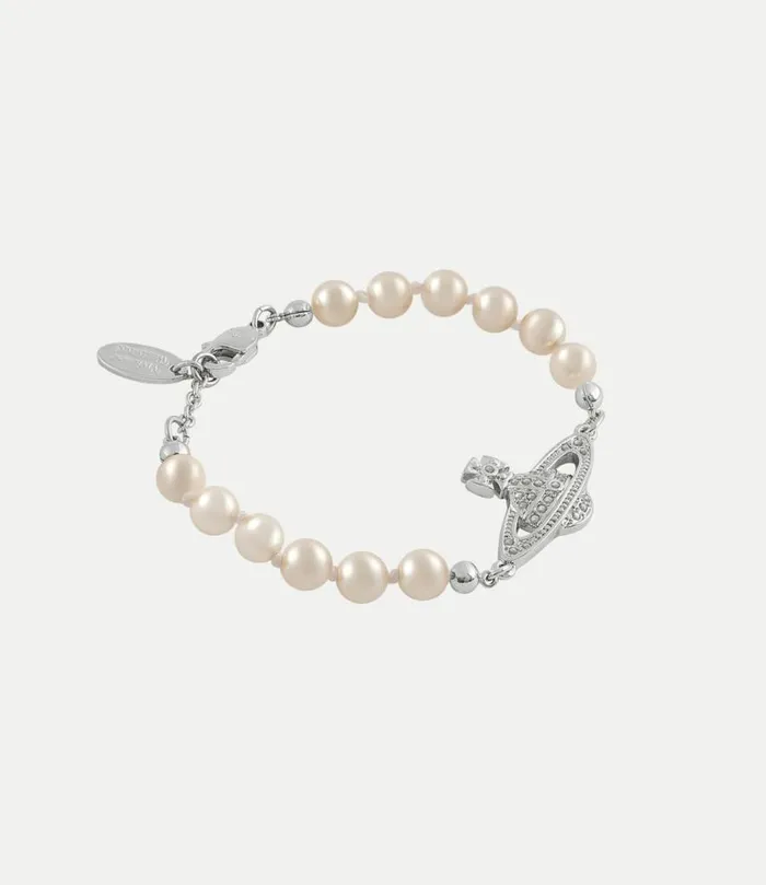 Bracelets Women Vivienne Westwood Mini Bas Relief Pearl Bracelet In PlatinumCrystalCrystalPearlPearl