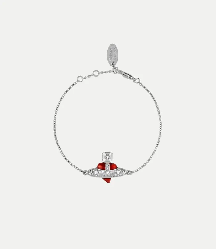 Bracelets Women Vivienne Westwood New Diamante Heart Bracelet In PlatinumCrystalIndianPinkEnamel Bracelets Women Vivienne Westwood New Diamante Heart Bracelet In PlatinumCrystalIndianPinkEnamel