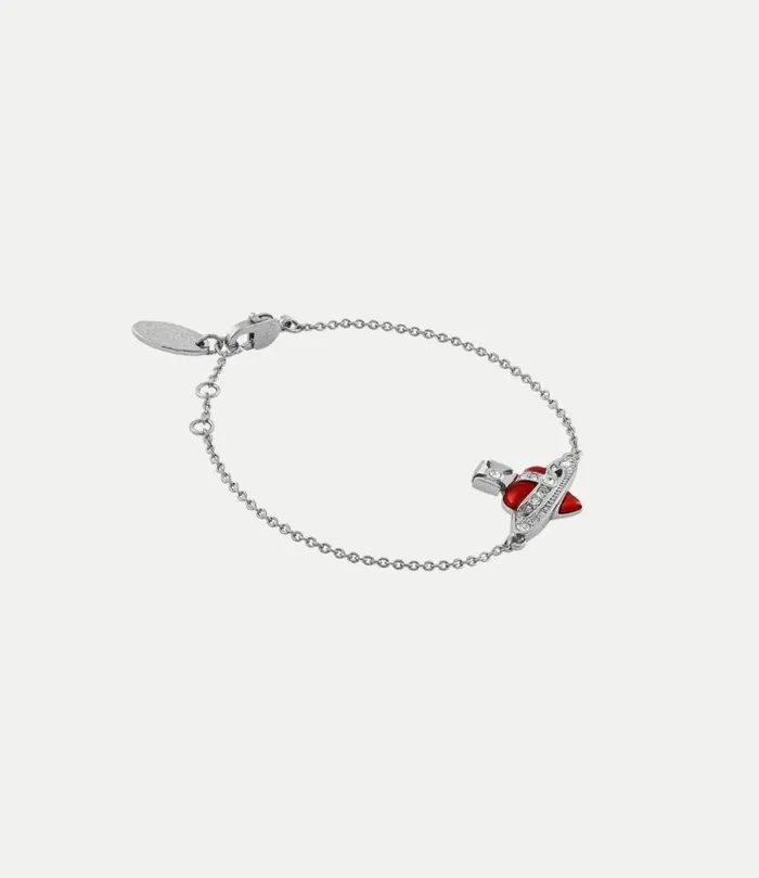 Bracelets Women Vivienne Westwood New Diamante Heart Bracelet In PlatinumCrystalIndianPinkEnamel