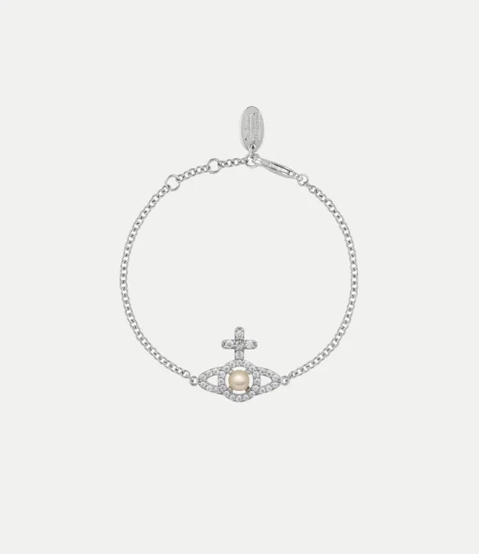 Bracelets Women Vivienne Westwood Olympia Pearl Chain Bracelet In PlatinumCreamrosePearlWhiteCz Bracelets Women Vivienne Westwood Olympia Pearl Chain Bracelet In PlatinumCreamrosePearlWhiteCz
