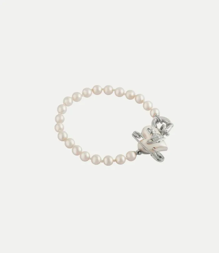 Bracelets Women Vivienne Westwood Orietta Pearl Bracelet In PlatinumCreamrosePearl