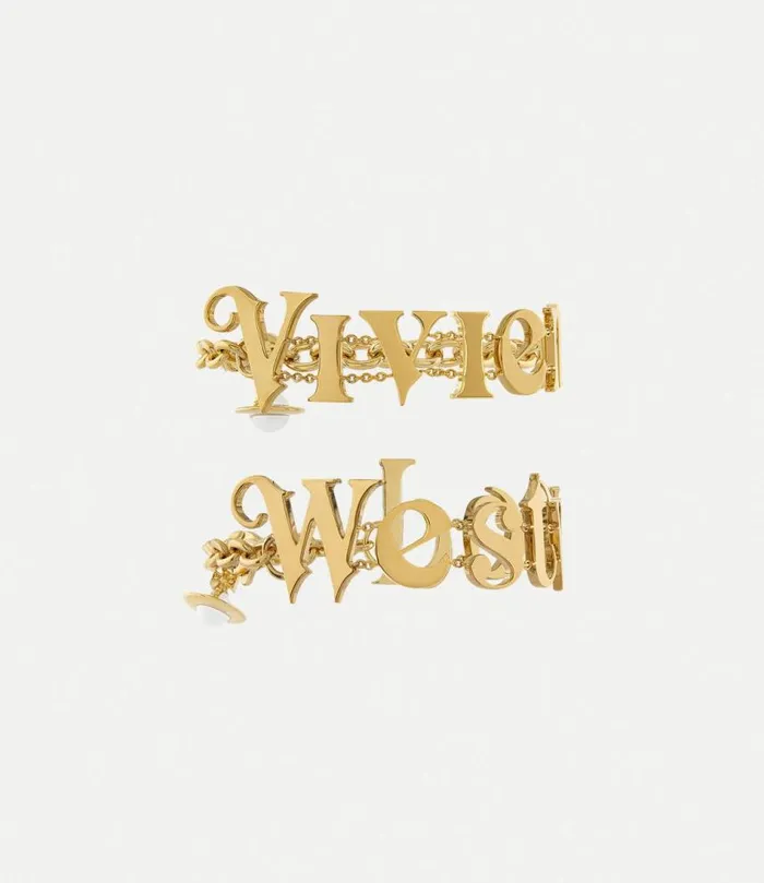 Bracelets Women Vivienne Westwood Raimunda Twin Bracelet In GoldWhiteEnamel