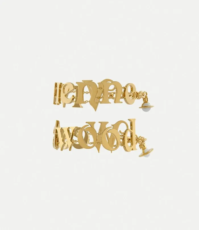 Bracelets Women Vivienne Westwood Raimunda Twin Bracelet In GoldWhiteEnamel