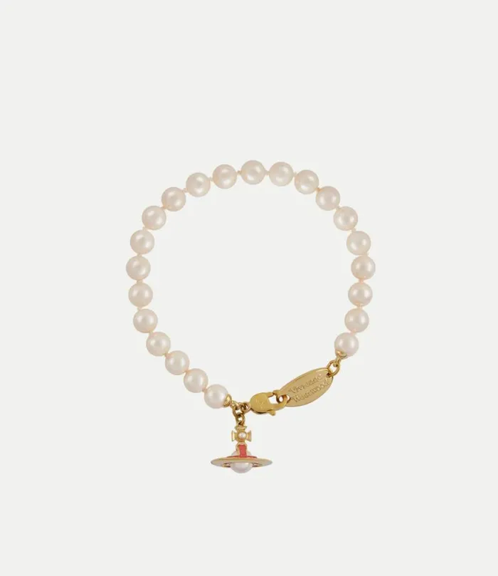 Bracelets Women Vivienne Westwood Simonetta Pearl Bracelet In GoldCreamrosePearlDarkPinkEnamel Bracelets Women Vivienne Westwood Simonetta Pearl Bracelet In GoldCreamrosePearlDarkPinkEnamel