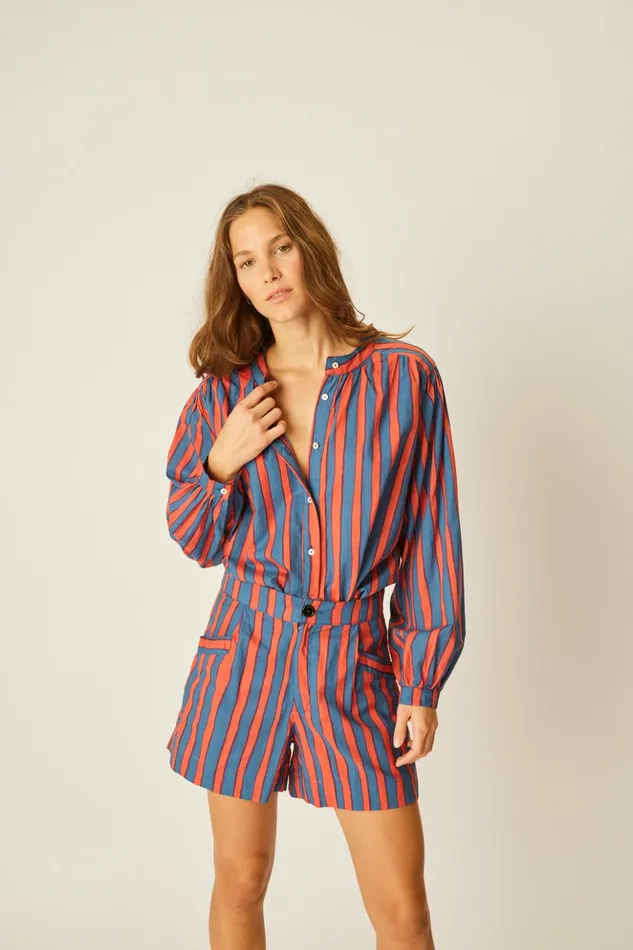Christine Short Batik Stripe Blood Orange Women Natalie Martin Bottoms Christine Short Batik Stripe Blood Orange Women Natalie Martin Bottoms