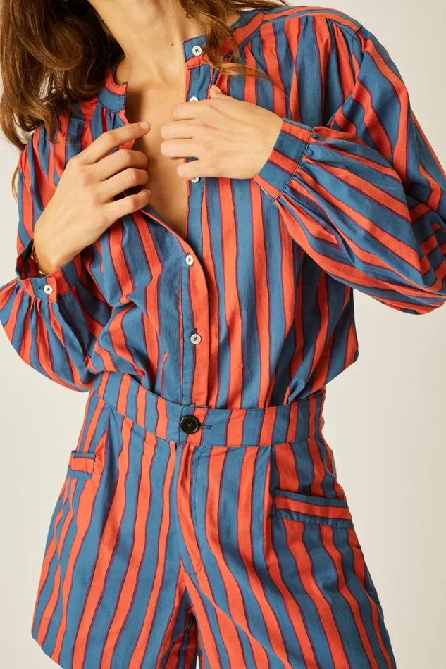 Christine Short Batik Stripe Blood Orange Women Natalie Martin Bottoms Christine Short Batik Stripe Blood Orange Women Natalie Martin Bottoms