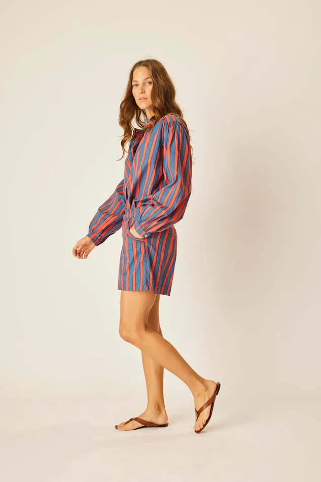 Christine Short Batik Stripe Blood Orange Women Natalie Martin Bottoms Christine Short Batik Stripe Blood Orange Women Natalie Martin Bottoms