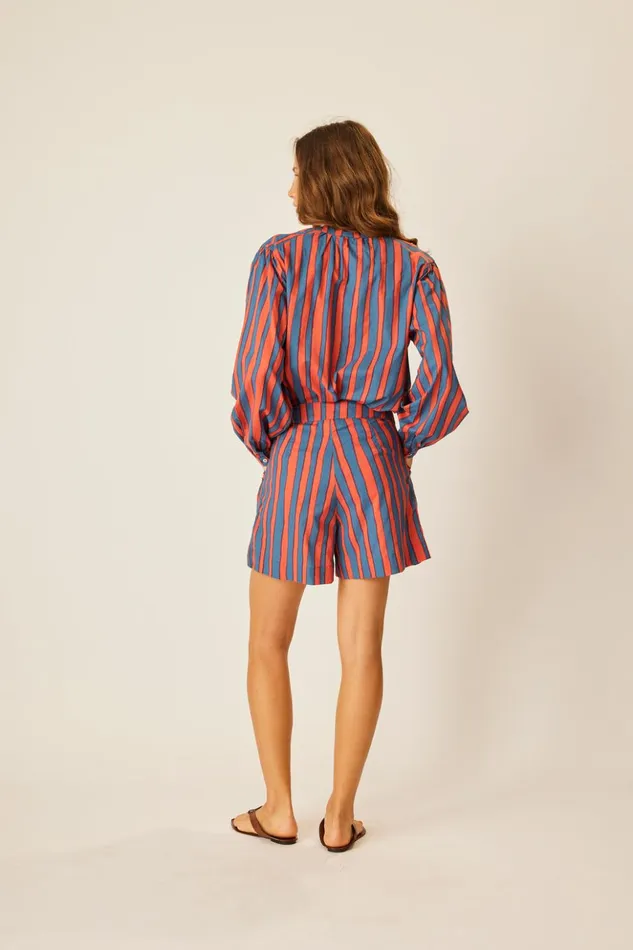 Christine Short Batik Stripe Blood Orange Women Natalie Martin Bottoms Christine Short Batik Stripe Blood Orange Women Natalie Martin Bottoms