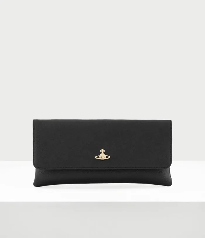 Clutches Women Vivienne Westwood Saffiano Clutch Bag With Flap In Black