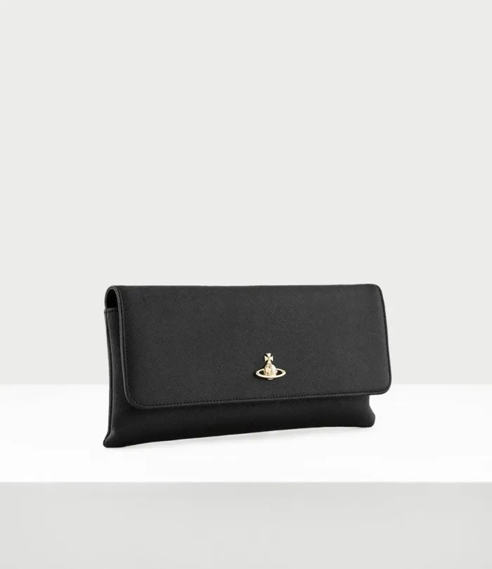 Clutches Women Vivienne Westwood Saffiano Clutch Bag With Flap In Black
