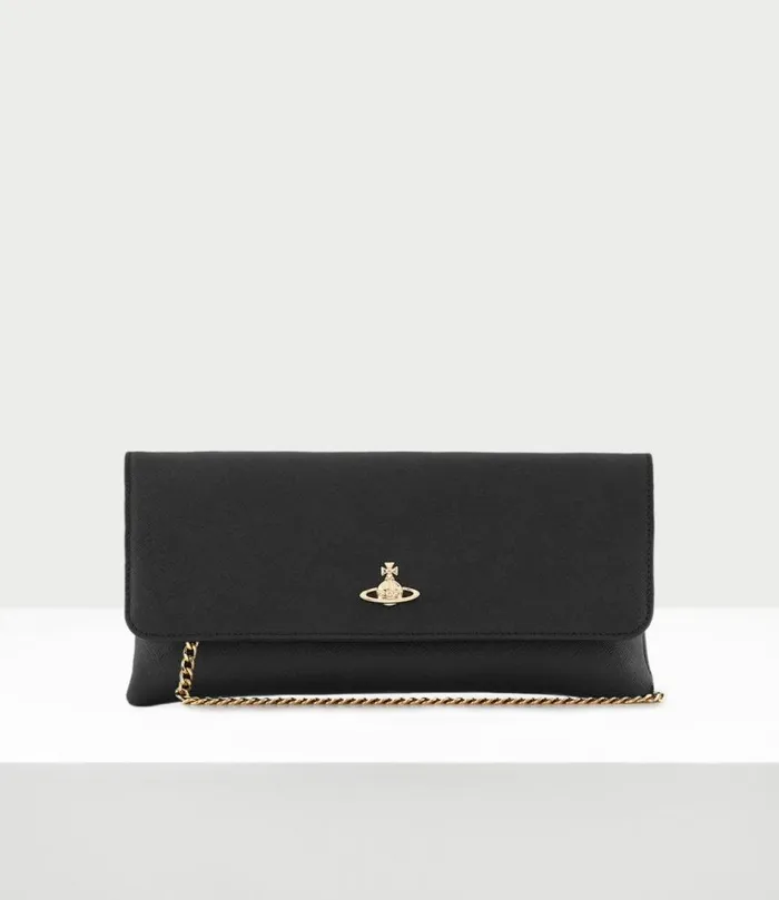 Clutches Women Vivienne Westwood Saffiano Clutch Bag With Flap In Black