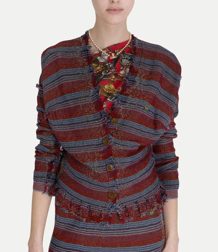 Coats And Jackets Women Vivienne Westwood Broken Stitch Jacket In StripesGoldMetal