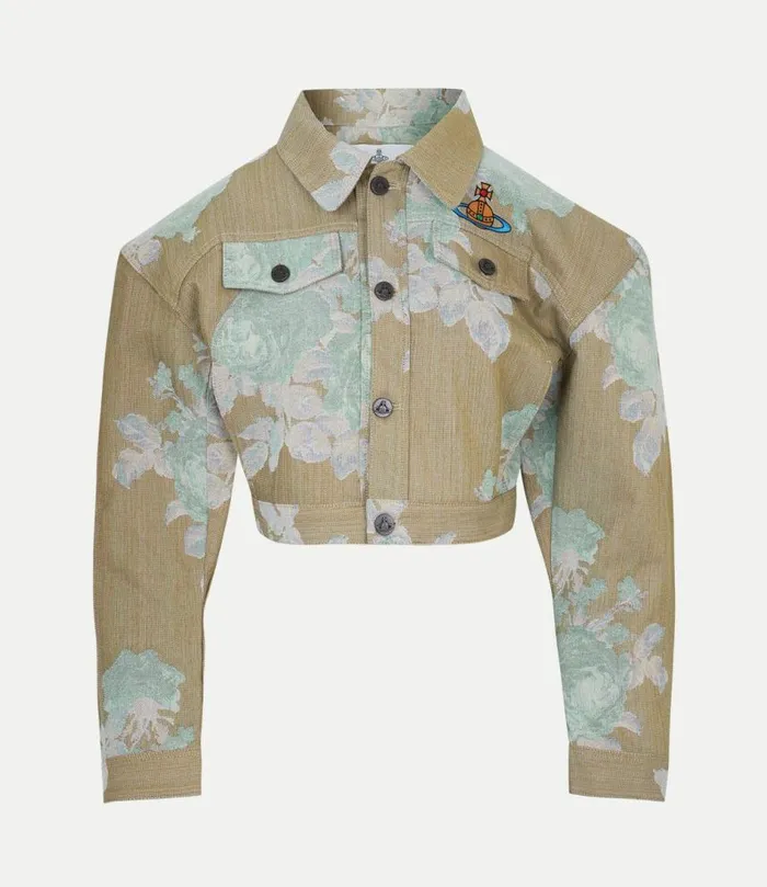 Coats And Jackets Women Vivienne Westwood Cropped Denim Boxer Jacker In Roses Coats And Jackets Women Vivienne Westwood Cropped Denim Boxer Jacker In Roses
