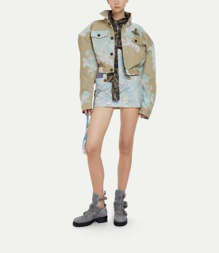 Coats And Jackets Women Vivienne Westwood Cropped Denim Boxer Jacker In Roses