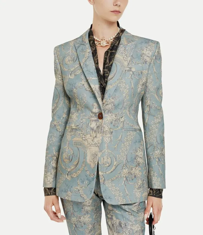 Coats And Jackets Women Vivienne Westwood Single Breasted Lauren Jacket In LightBlue Coats And Jackets Women Vivienne Westwood Single Breasted Lauren Jacket In LightBlue