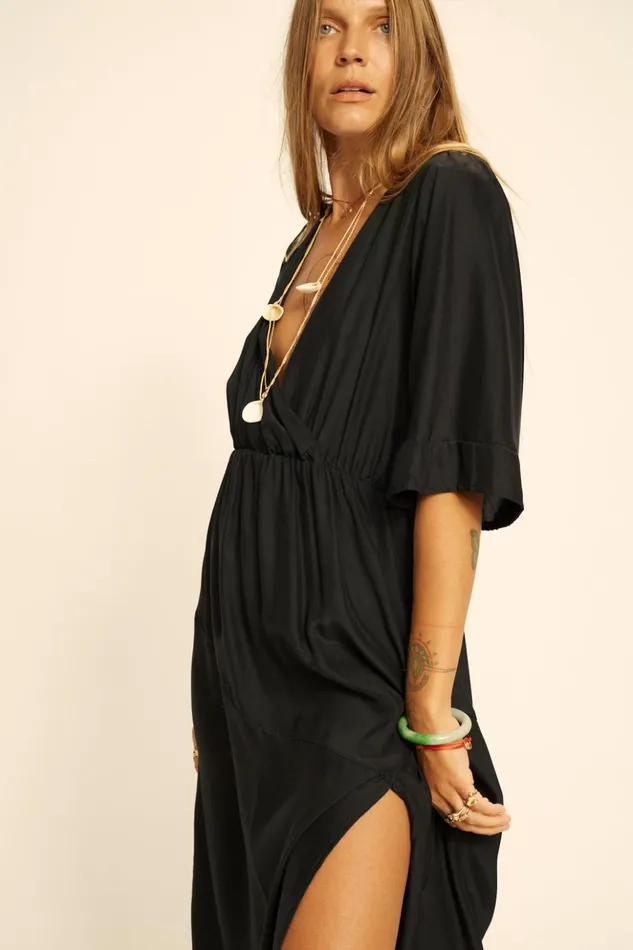 Coco Maxi Black Silk Women Natalie Martin Dresses