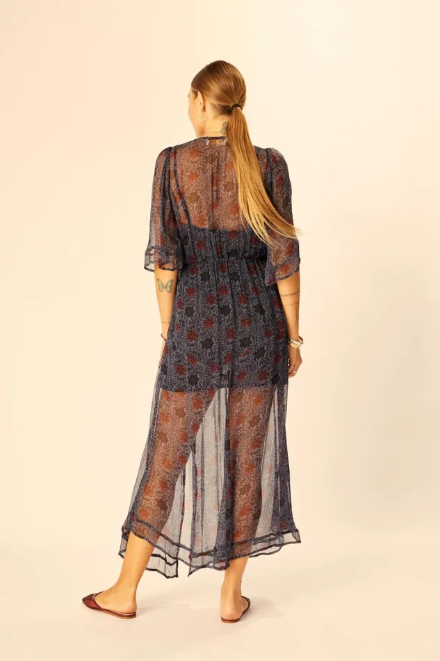 Coco Maxi Snowflake Steel Blue Women Natalie Martin Dresses