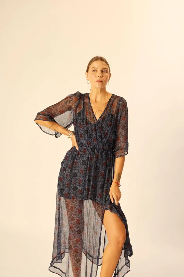 Coco Maxi Snowflake Steel Blue Women Natalie Martin Dresses
