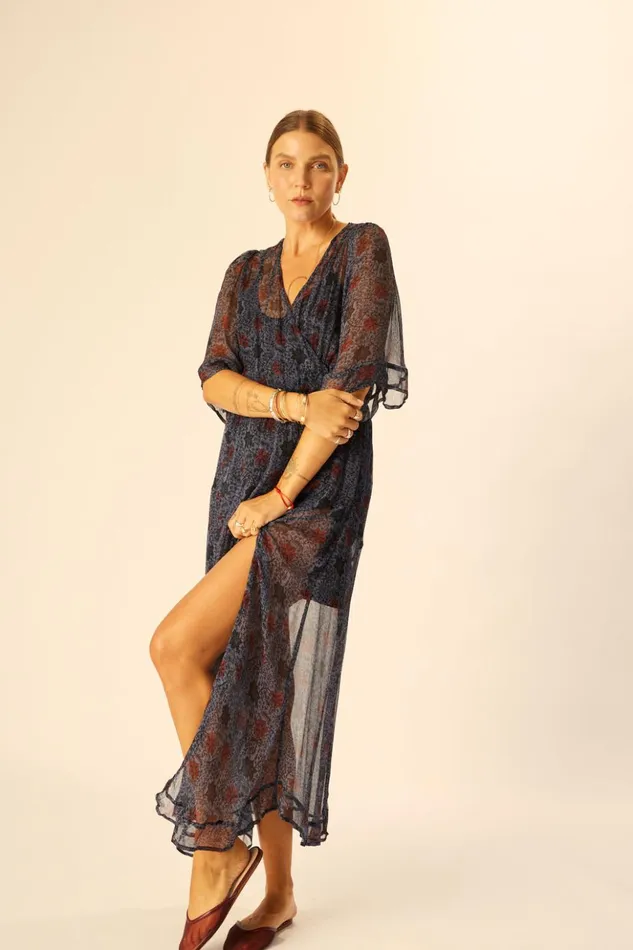 Coco Maxi Snowflake Steel Blue Women Natalie Martin Dresses
