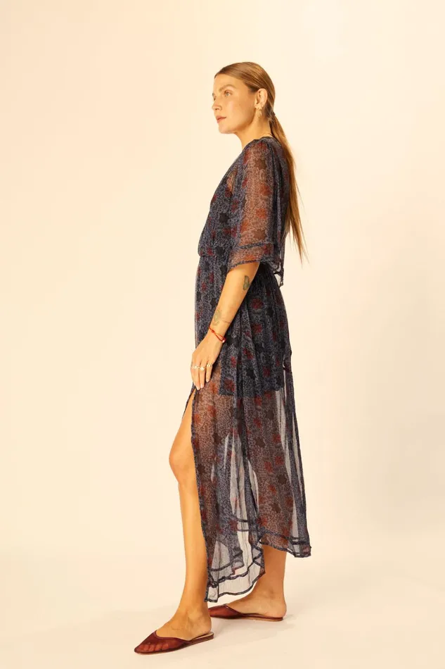 Coco Maxi Snowflake Steel Blue Women Natalie Martin Dresses