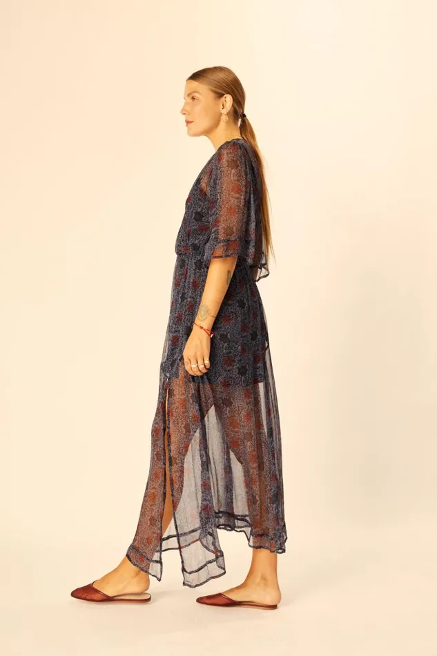 Coco Maxi Snowflake Steel Blue Women Natalie Martin Dresses