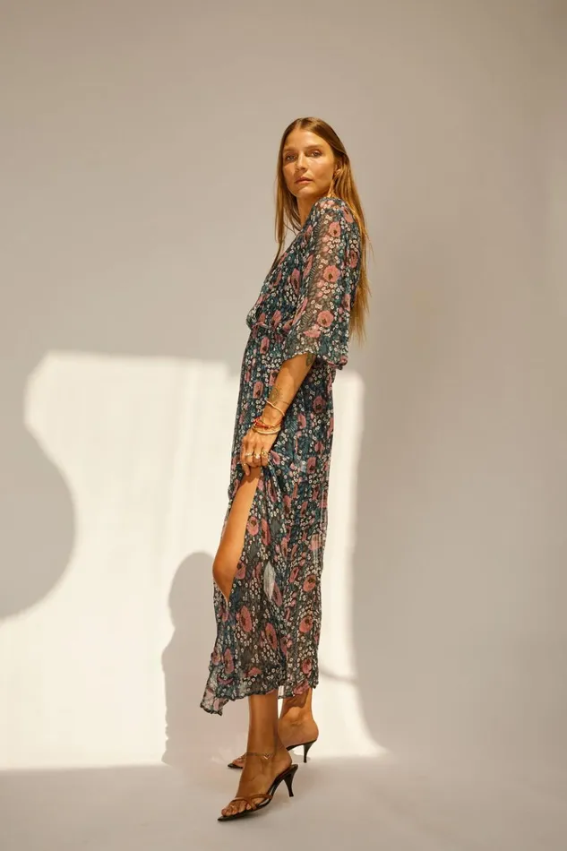Coco Maxi Vintage Flowers Indigo Women Natalie Martin Dresses