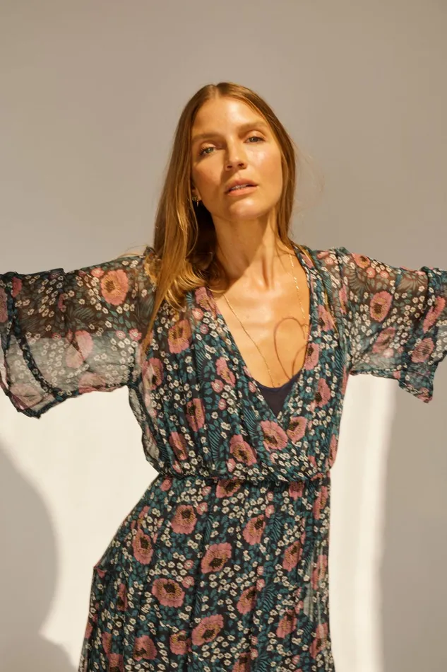 Coco Maxi Vintage Flowers Indigo Women Natalie Martin Dresses