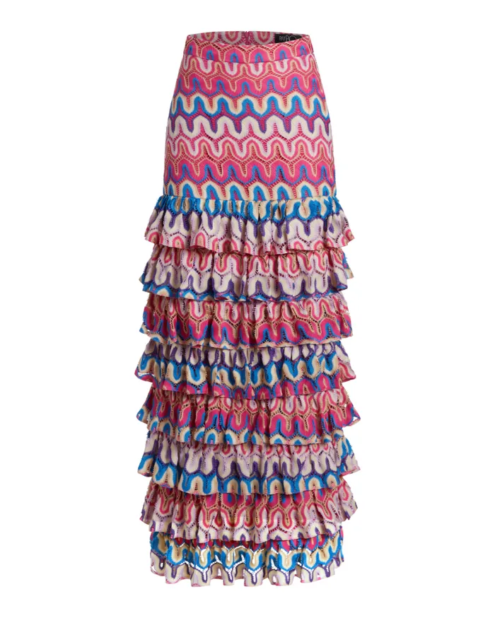 CoverUps Women Patbo Crochet Ruffle Maxi Skirt Pink Multi