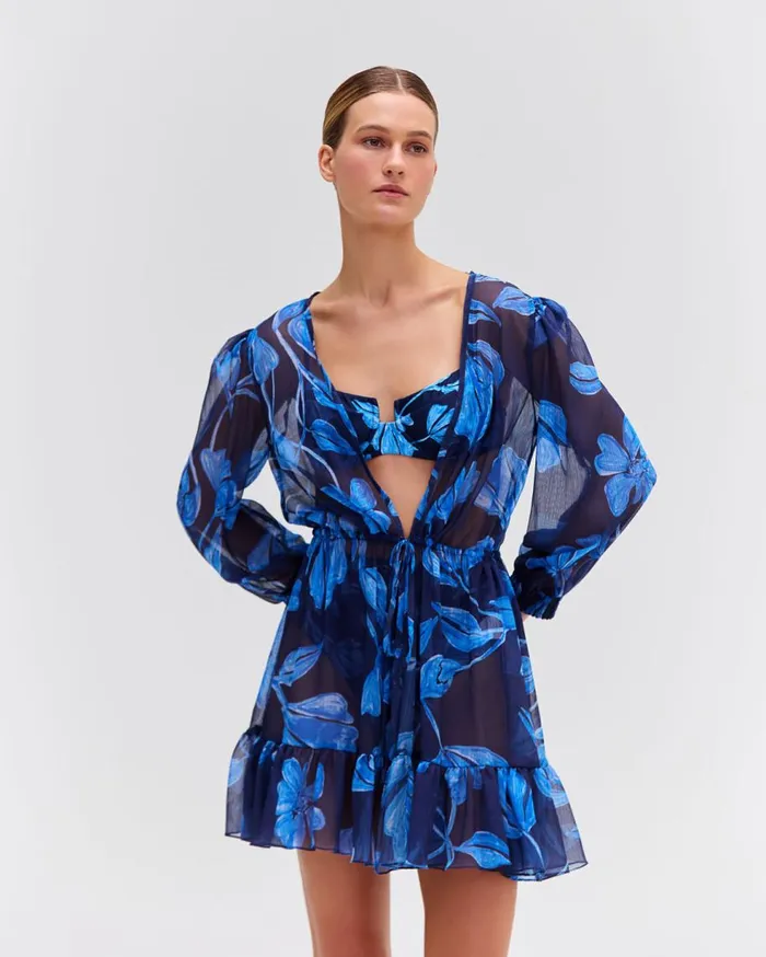 CoverUps Women Patbo Nightflower Short Robe Indigo