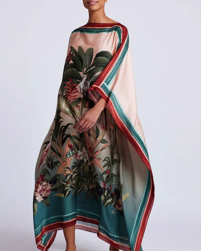 CoverUps Women Patbo Paradise Print Silk Caftan Multi