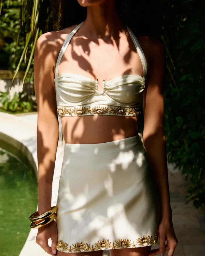 CoverUps Women Patbo Portofino Beaded Mini Skirt Ivory
