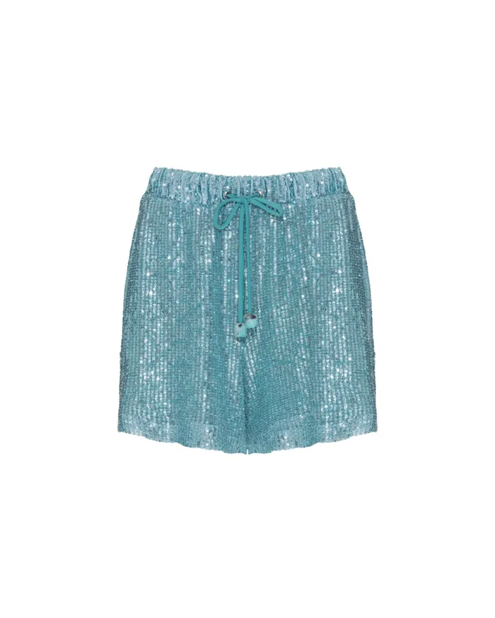 CoverUps Women Patbo Sequin Drawstring Shorts Aqua