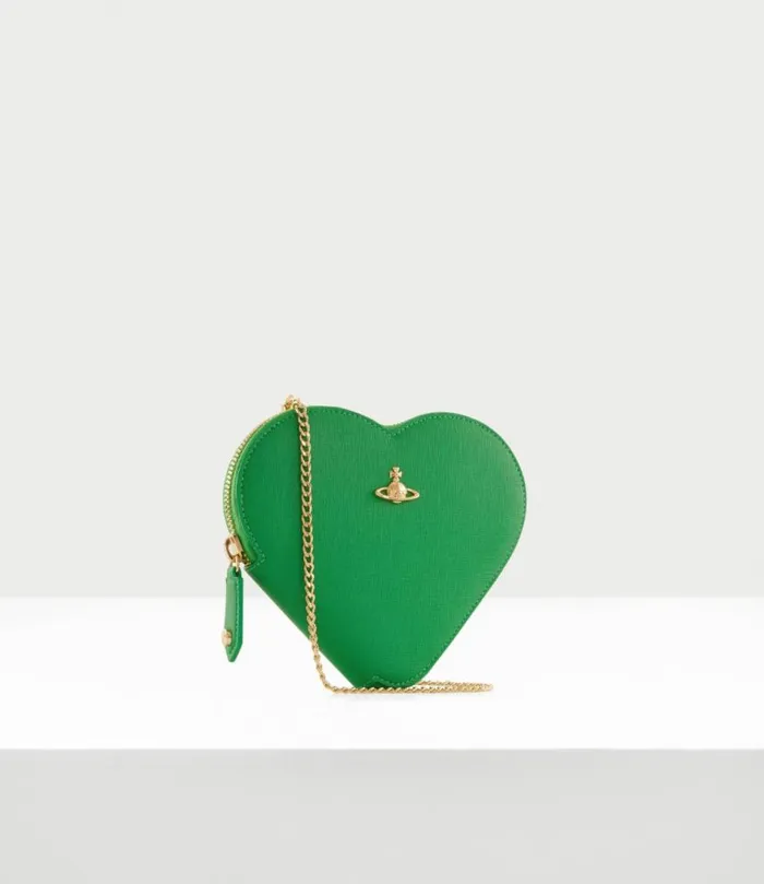 Crossbody Bags Women Vivienne Westwood Saffiano Heart Crossbody Bag In BrightGreen
