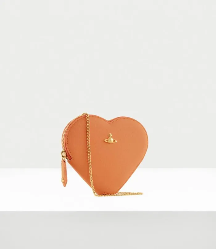 Crossbody Bags Women Vivienne Westwood Saffiano Heart Crossbody Bag In Orange