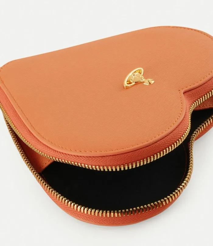 Crossbody Bags Women Vivienne Westwood Saffiano Heart Crossbody Bag In Orange