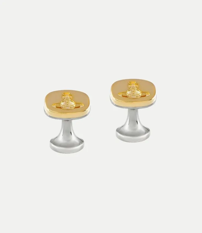 Cufflinks And Pins Men Vivienne Westwood Man Denver Cufflinks In PlatinumGoldBlackResin