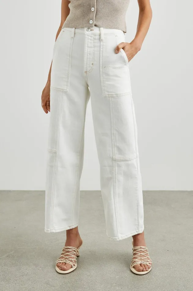 Denim Women Rails Getty Crop Utility Wide Leg Vintage Ecru Contrast Stitch
