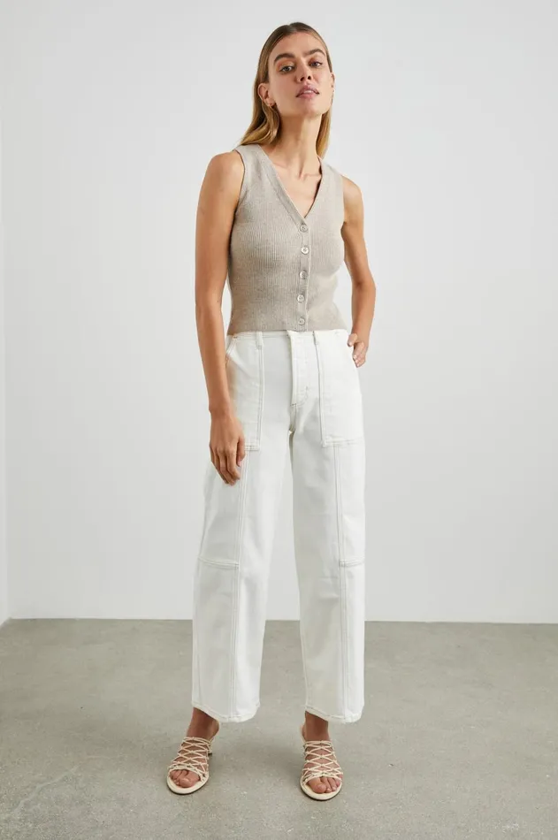 Denim Women Rails Getty Crop Utility Wide Leg Vintage Ecru Contrast Stitch