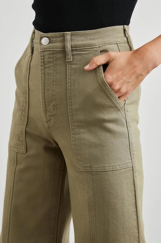 Denim Women Rails Getty Crop Utility Wide Leg Washed Olive