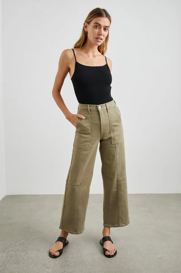 Denim Women Rails Getty Crop Utility Wide Leg Washed Olive