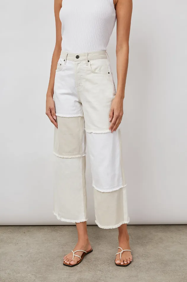 Denim Women Rails Getty Crop Wide Leg Ecru Patchwork