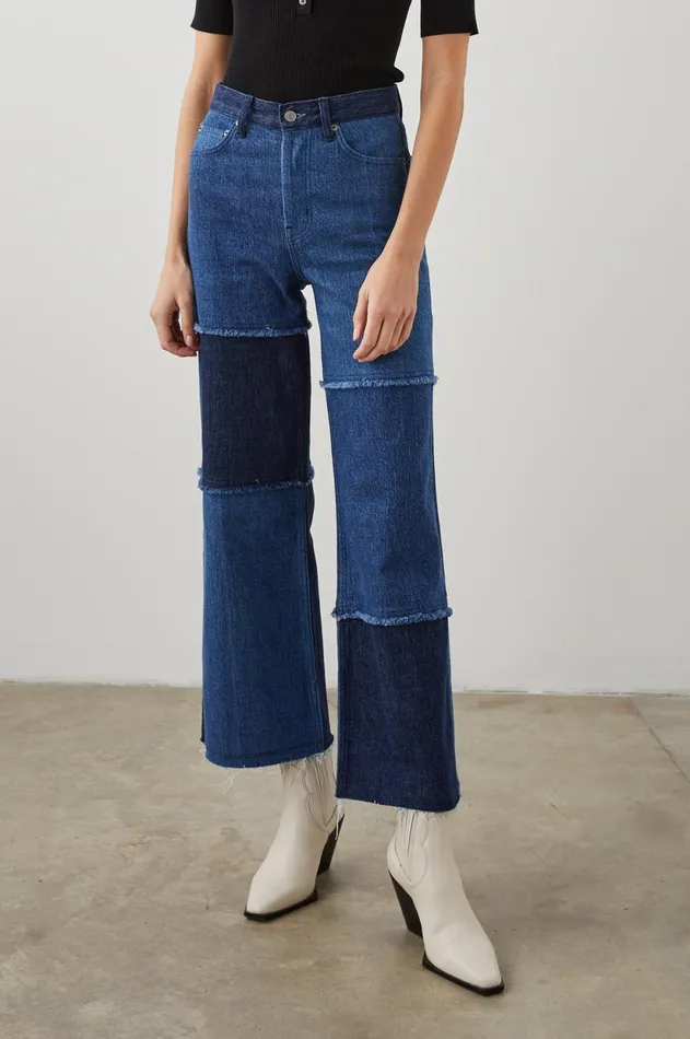 Denim Women Rails Getty Crop Wide Leg Indigo Patchwork