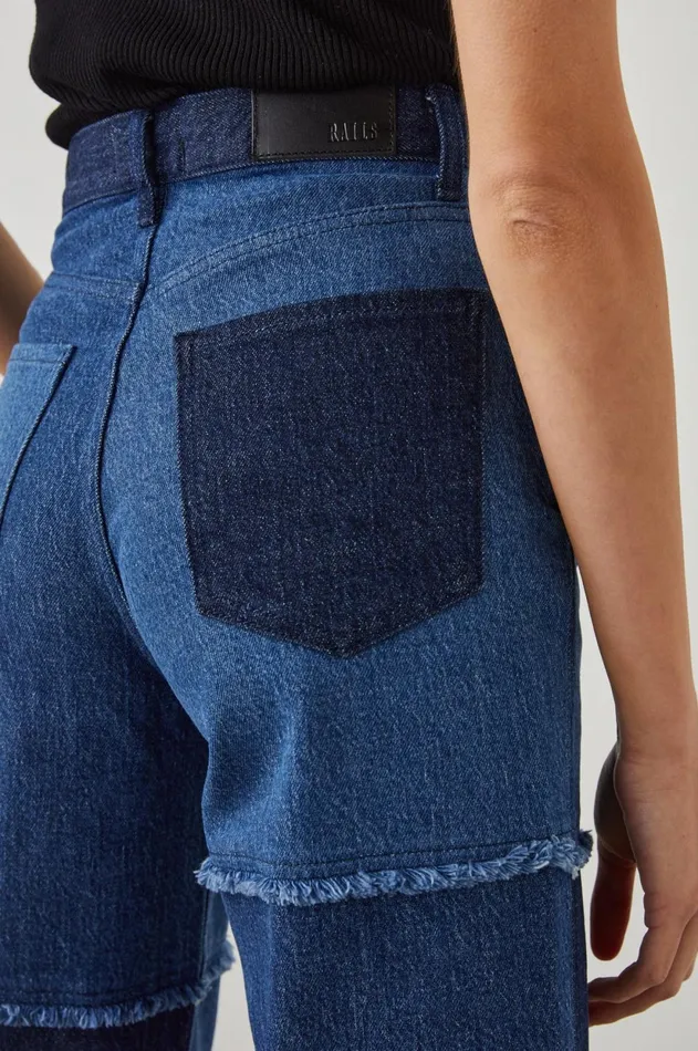 Denim Women Rails Getty Crop Wide Leg Indigo Patchwork