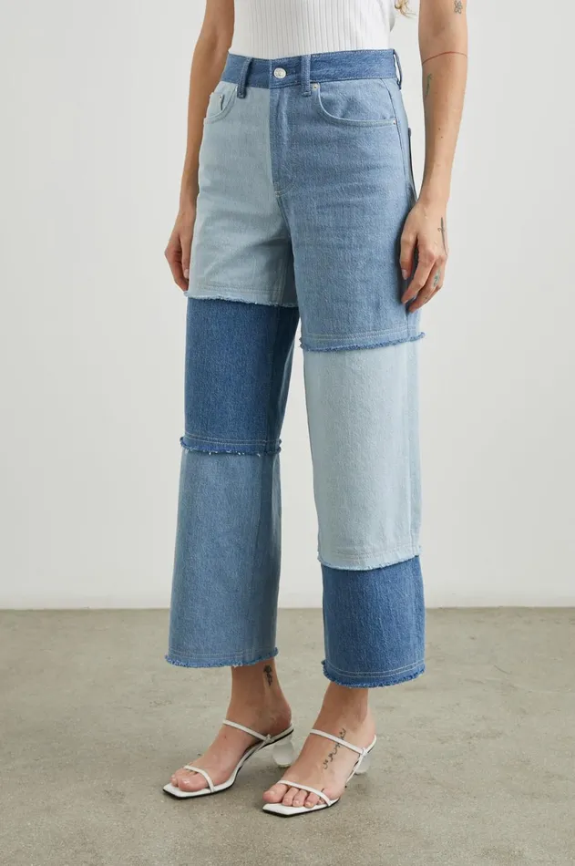 Denim Women Rails Getty Crop Wide Leg Light Indigo Patchwork