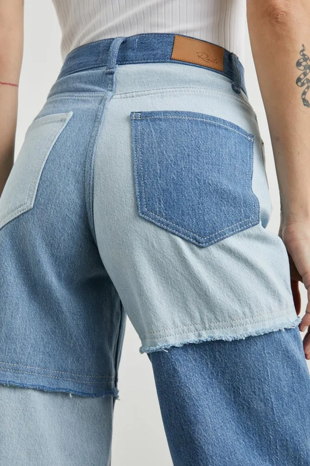 Denim Women Rails Getty Crop Wide Leg Light Indigo Patchwork