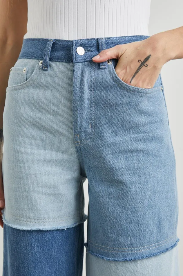 Denim Women Rails Getty Crop Wide Leg Light Indigo Patchwork