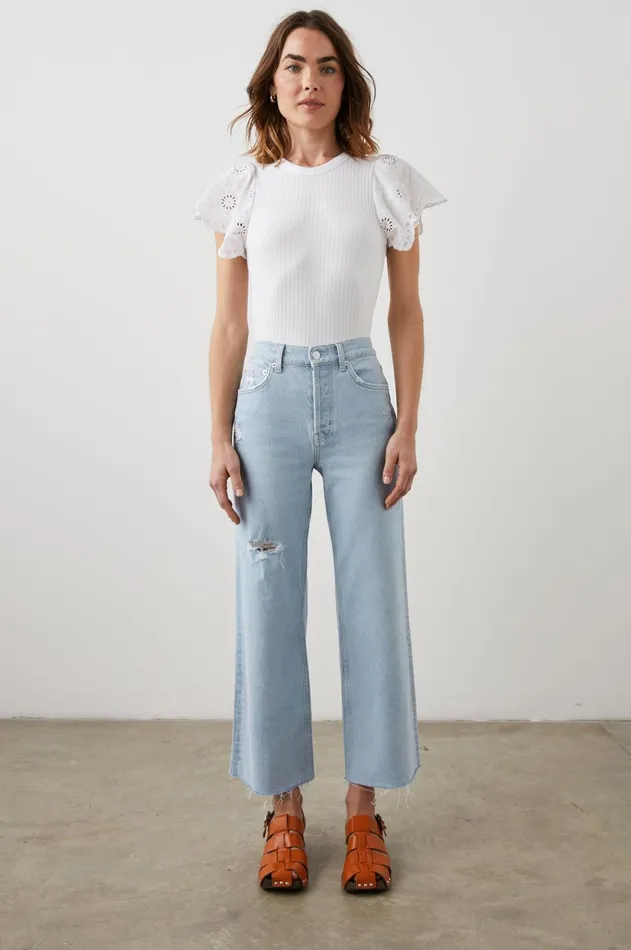 Denim Women Rails Getty Crop Wide Leg Oceanview Distress