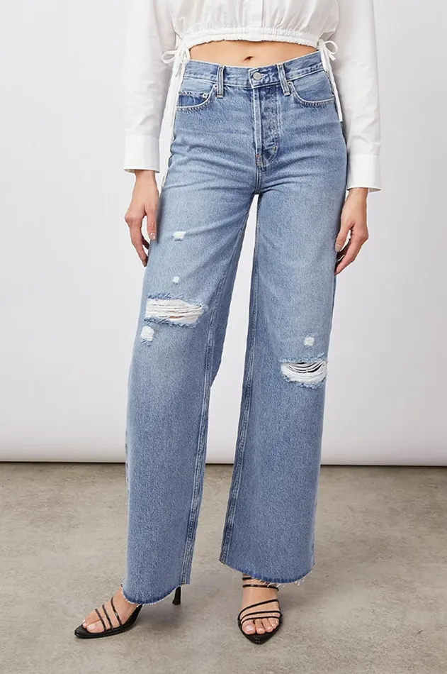 Denim Women Rails Getty Wide Leg Breezy Blue Distress