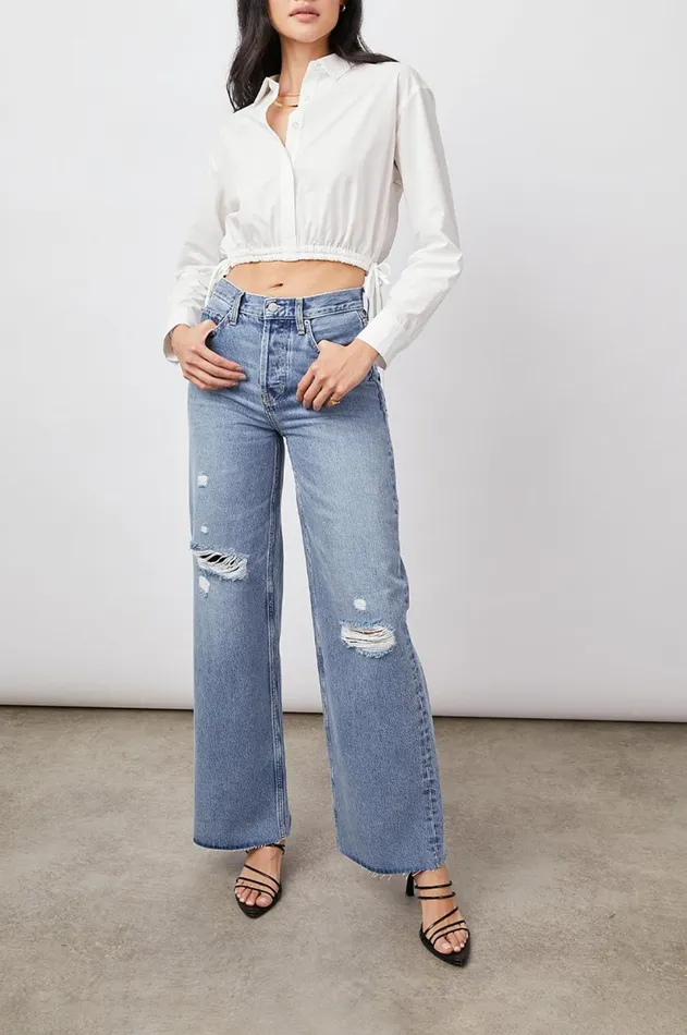 Denim Women Rails Getty Wide Leg Breezy Blue Distress